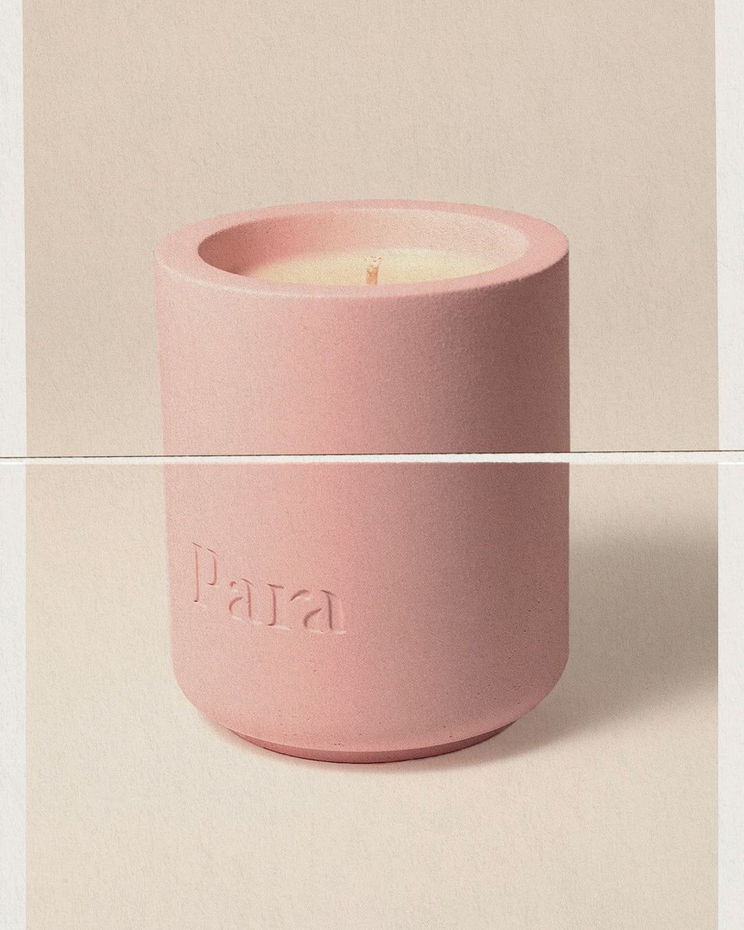 Sweet Mirage pink concrete candle jar with lid by Para Home Studio
