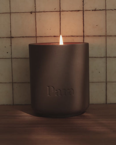 sandalwood amber brown concrete candle para home studio